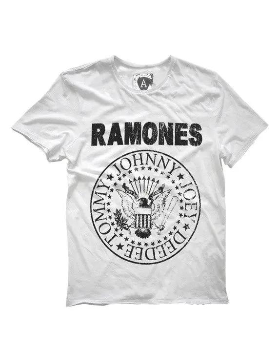 Image of Ramones Logo Amplified Men's White T-shirt