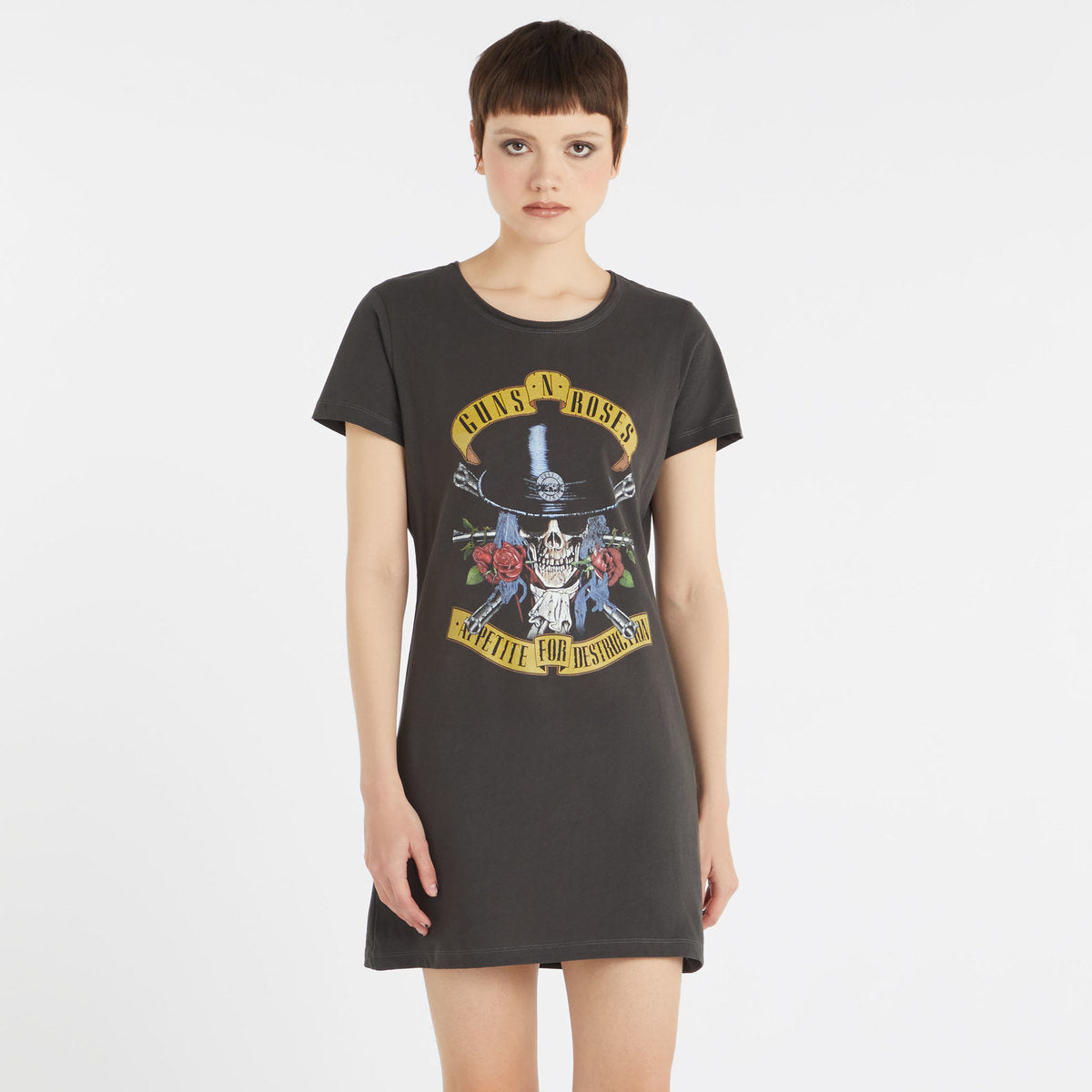 Guns N Roses T shirt Dress Top Hat Skull