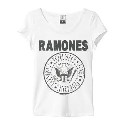 Image of Ramones Logo Amplified White Women's T-shirt