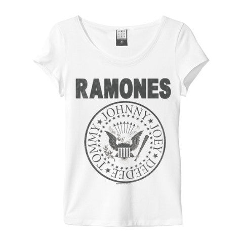 Ramones Logo Amplified White Women's T-shirt
