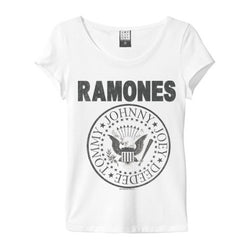 Image of Ramones Logo Amplified White Women's T-shirt