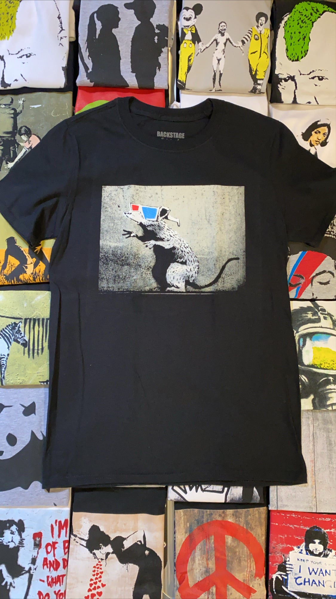 Image of Banksy 3D Rat Blue Men's T-shirt