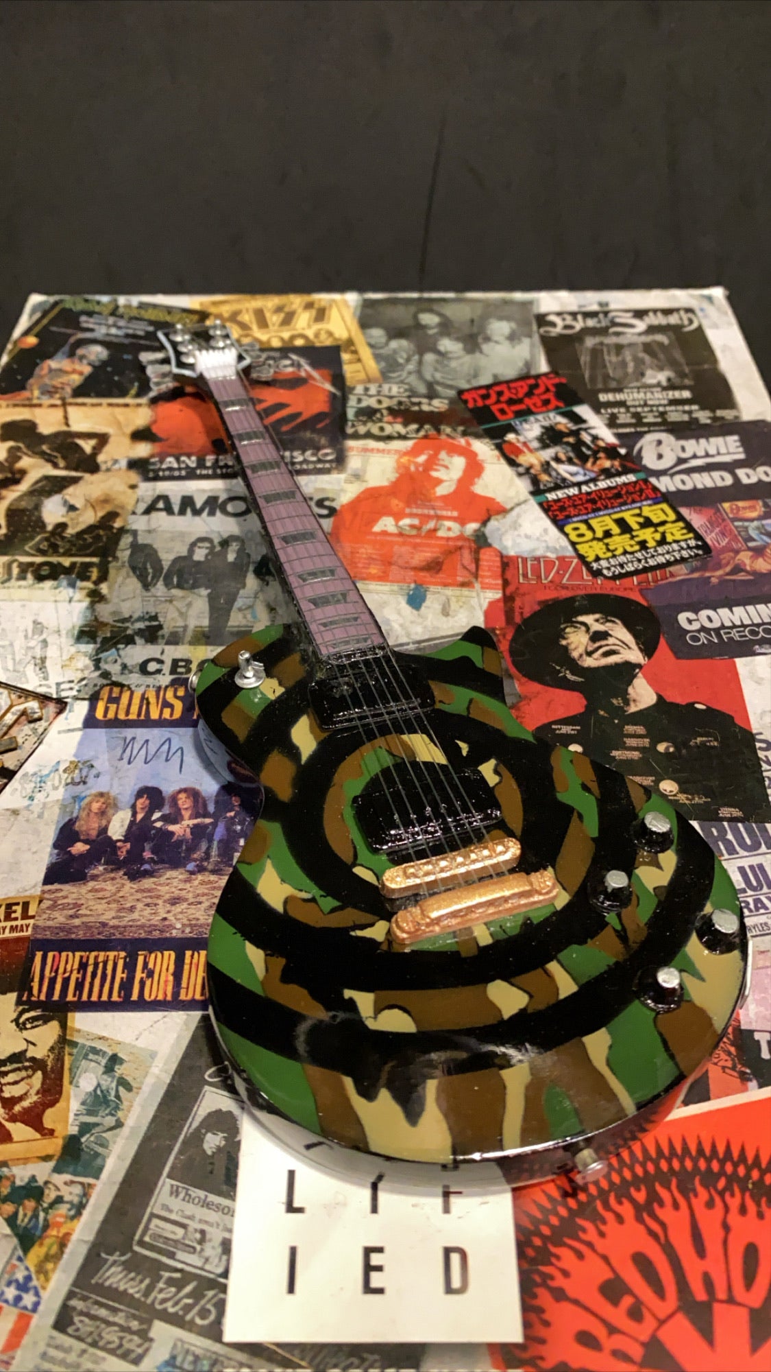 Image of OZZY OSBOURNE Zakk Wylde Camo Les Paul Miniature Guitar