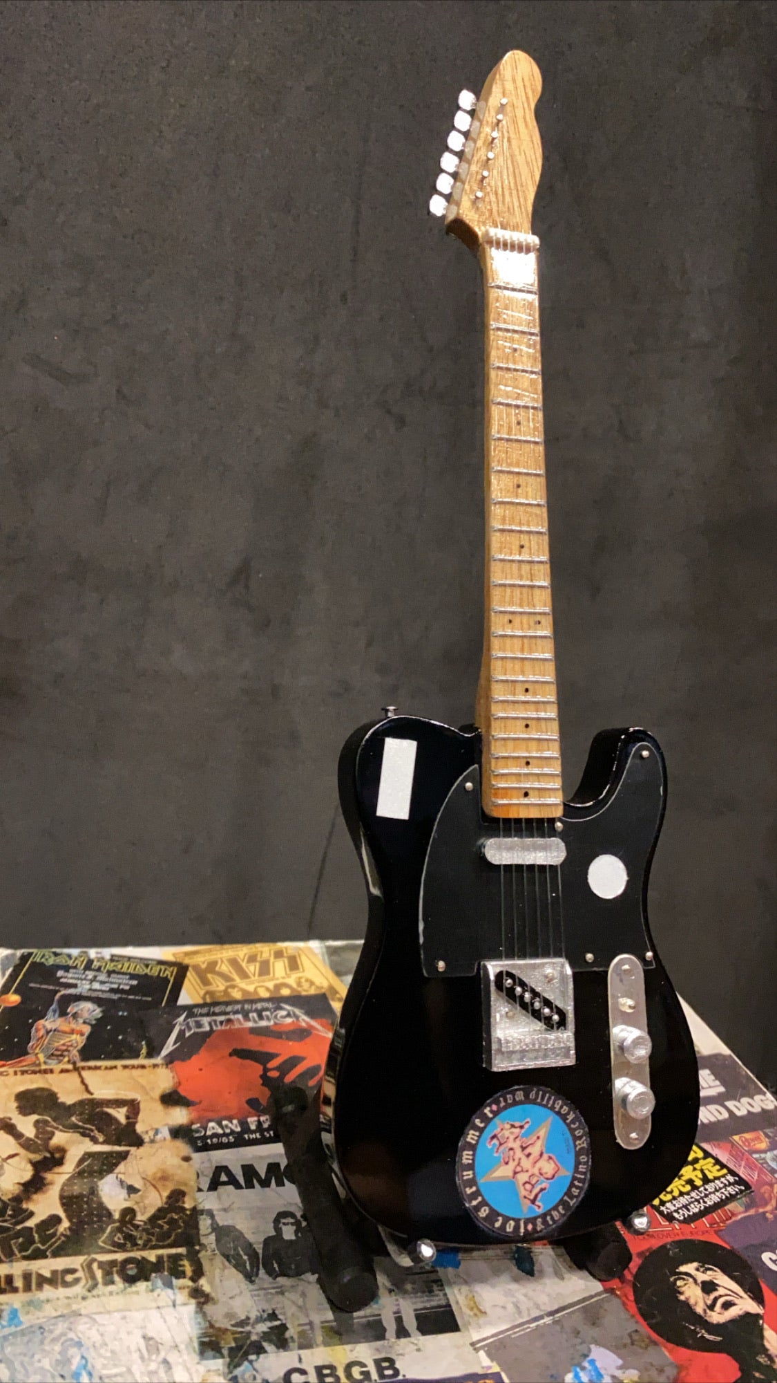 Image of The Clash Telecaster Clash Trash City Blue Miniature Guitar