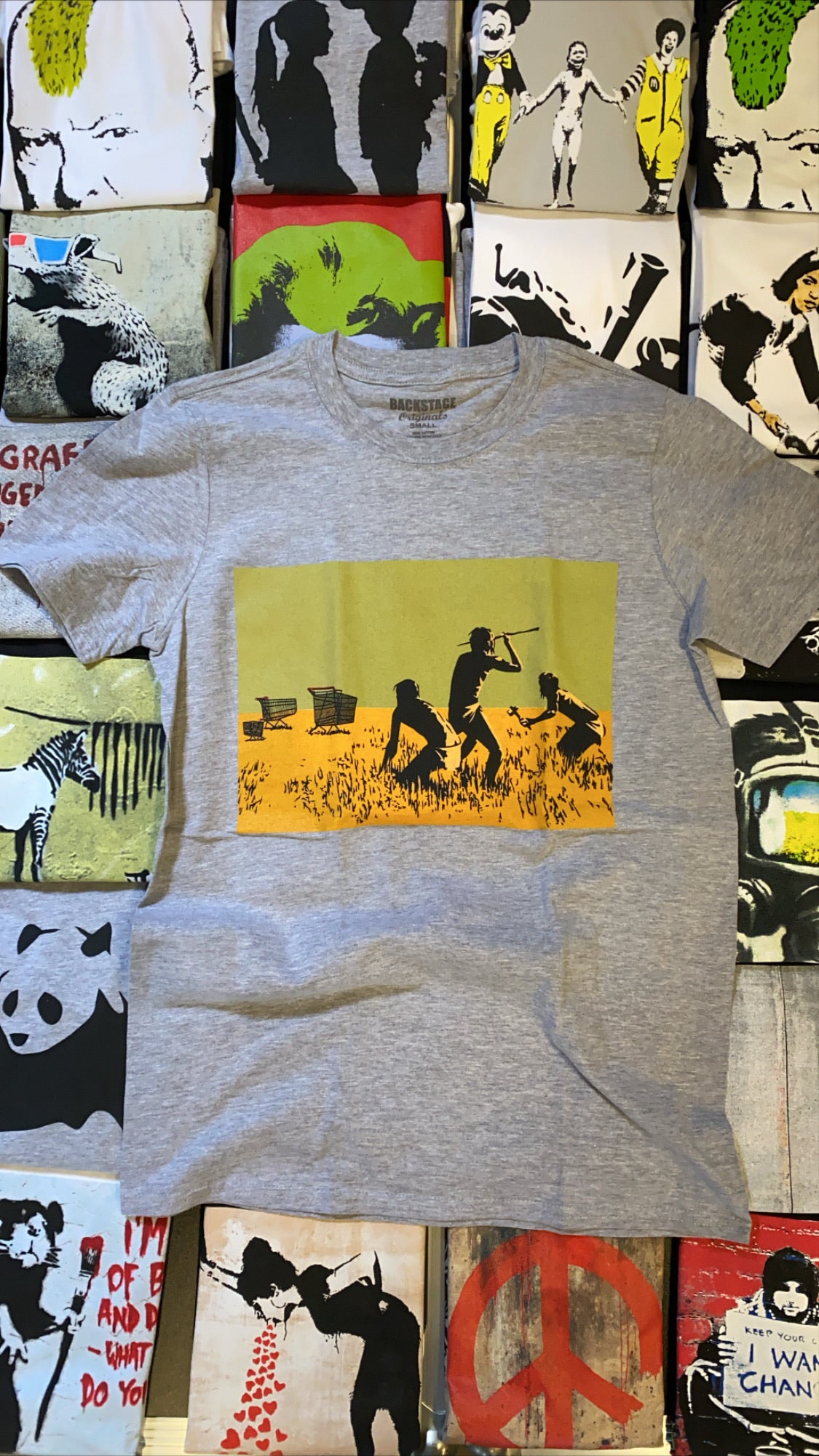 Image of Banksy Trolley Hunters Grey Men's T-shirt