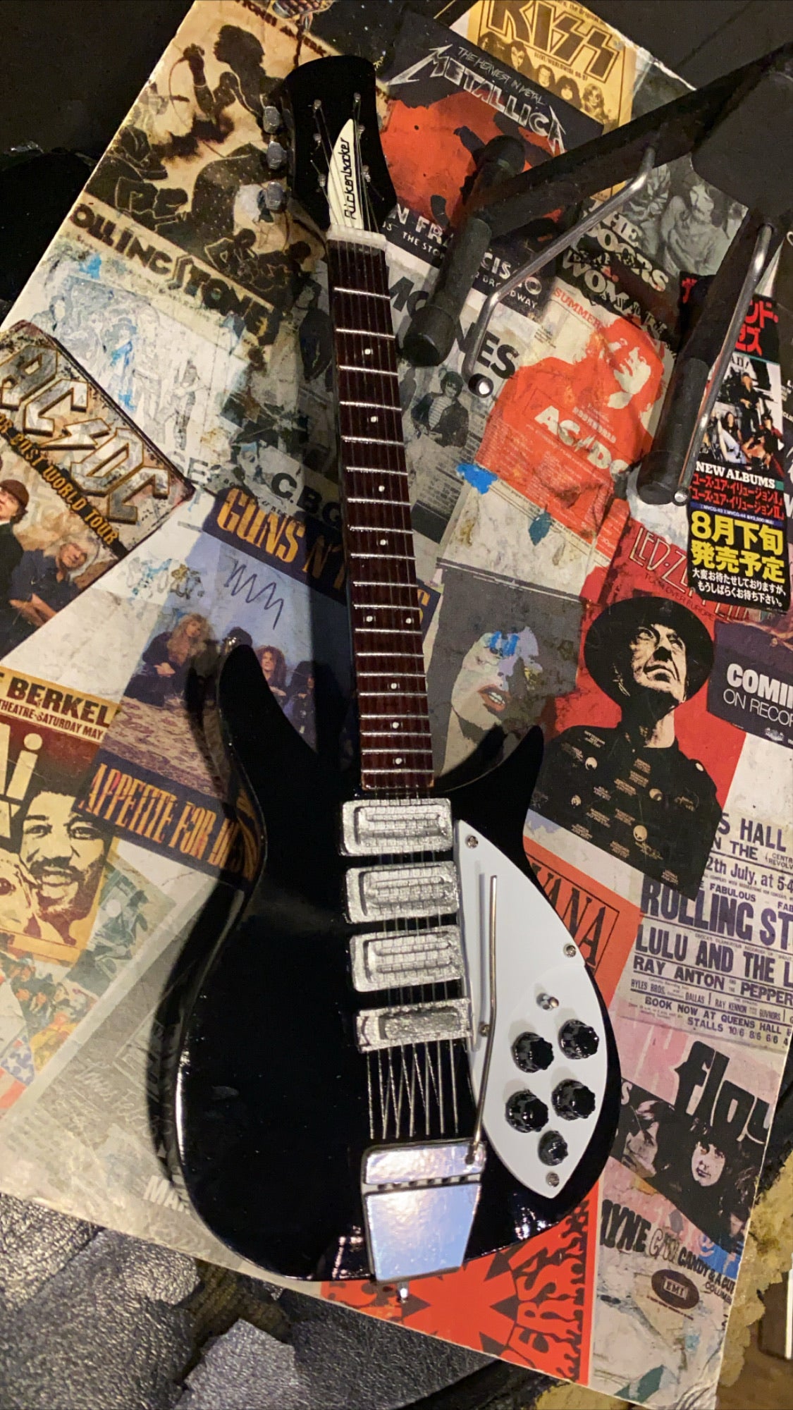 Image of The Beatles John Lennon - 1963 Rickenbacker 325 Jetglo Miniature Guitar