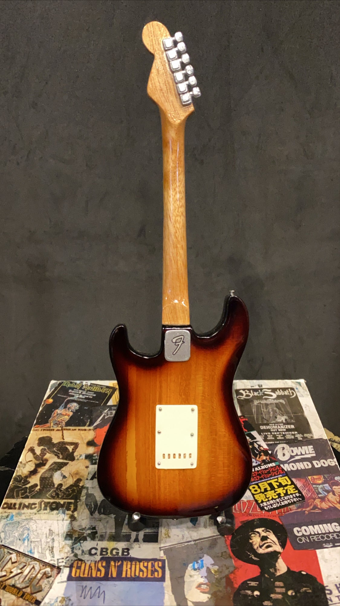 Image of Stratocaster Sun Burs Black Pick Guard Miniature Guitar