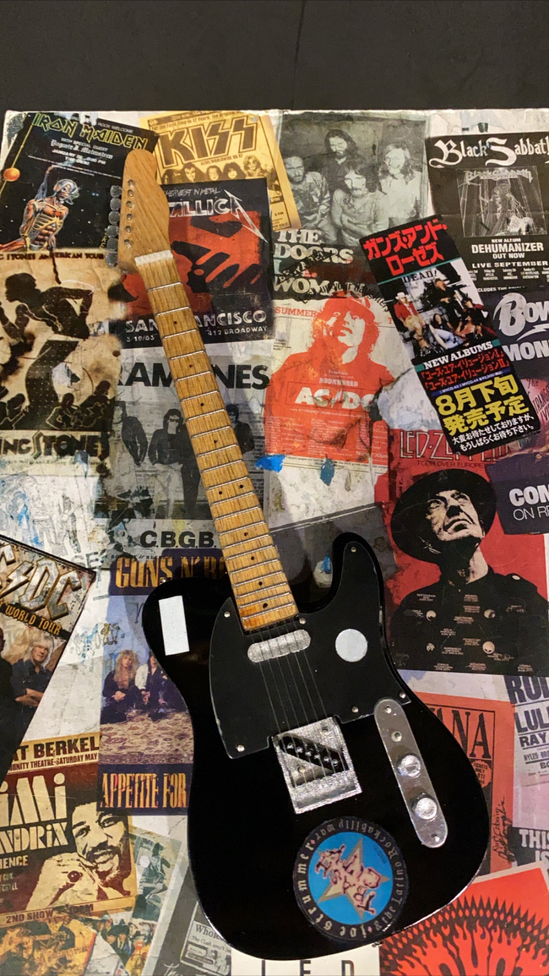 Image of The Clash Telecaster Clash Trash City Blue Miniature Guitar