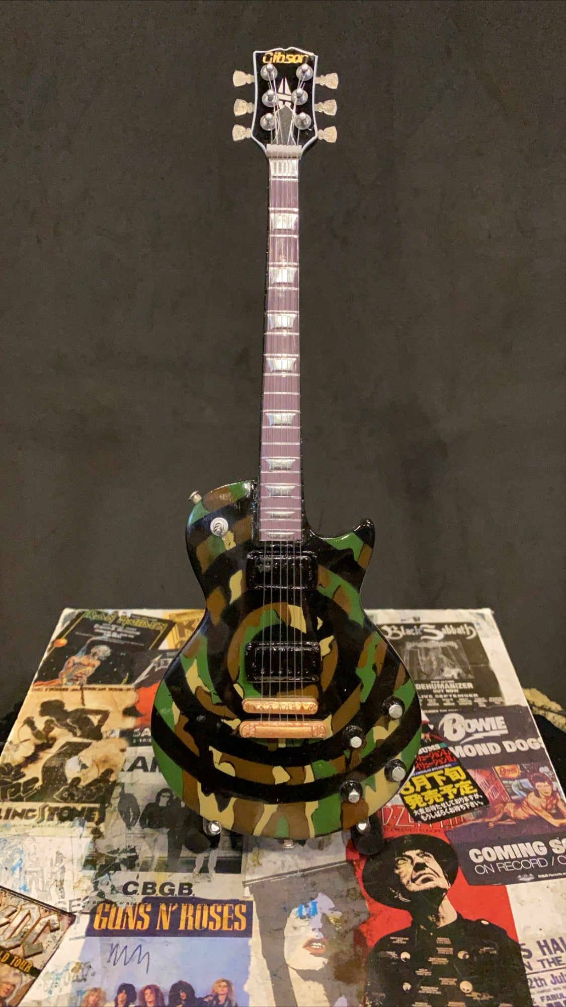 Image of OZZY OSBOURNE Zakk Wylde Camo Les Paul Miniature Guitar