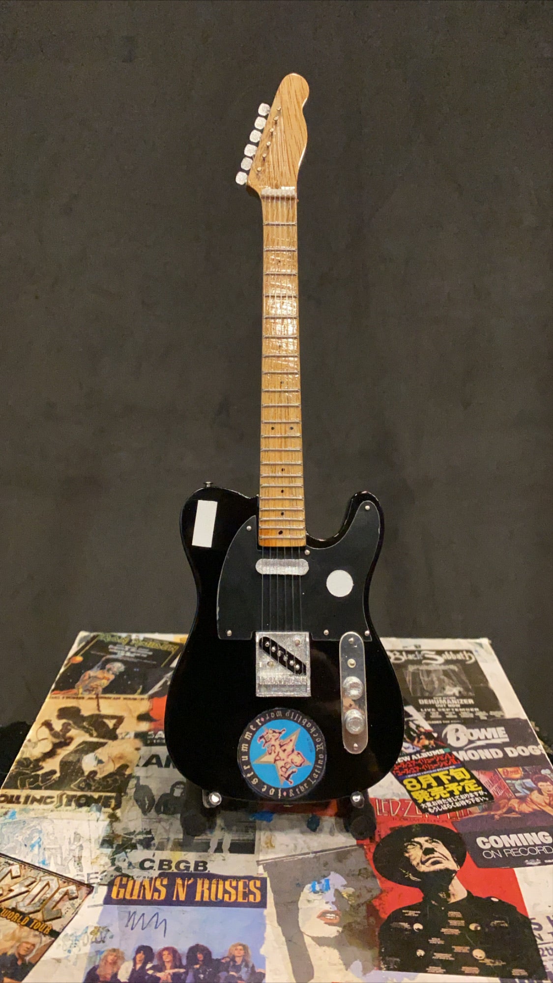 Image of The Clash Telecaster Clash Trash City Blue Miniature Guitar