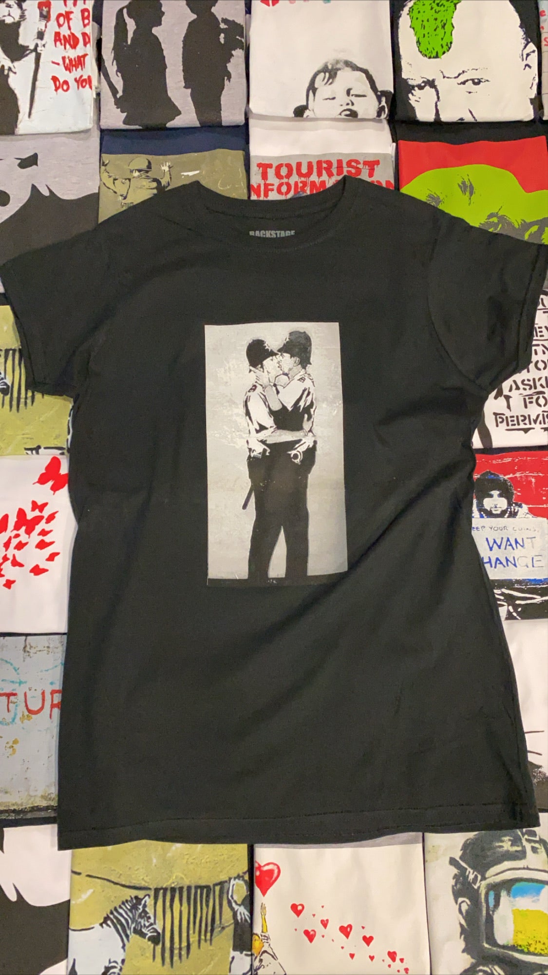 Image of Banksy Kissing Coppers Women's T-shirt