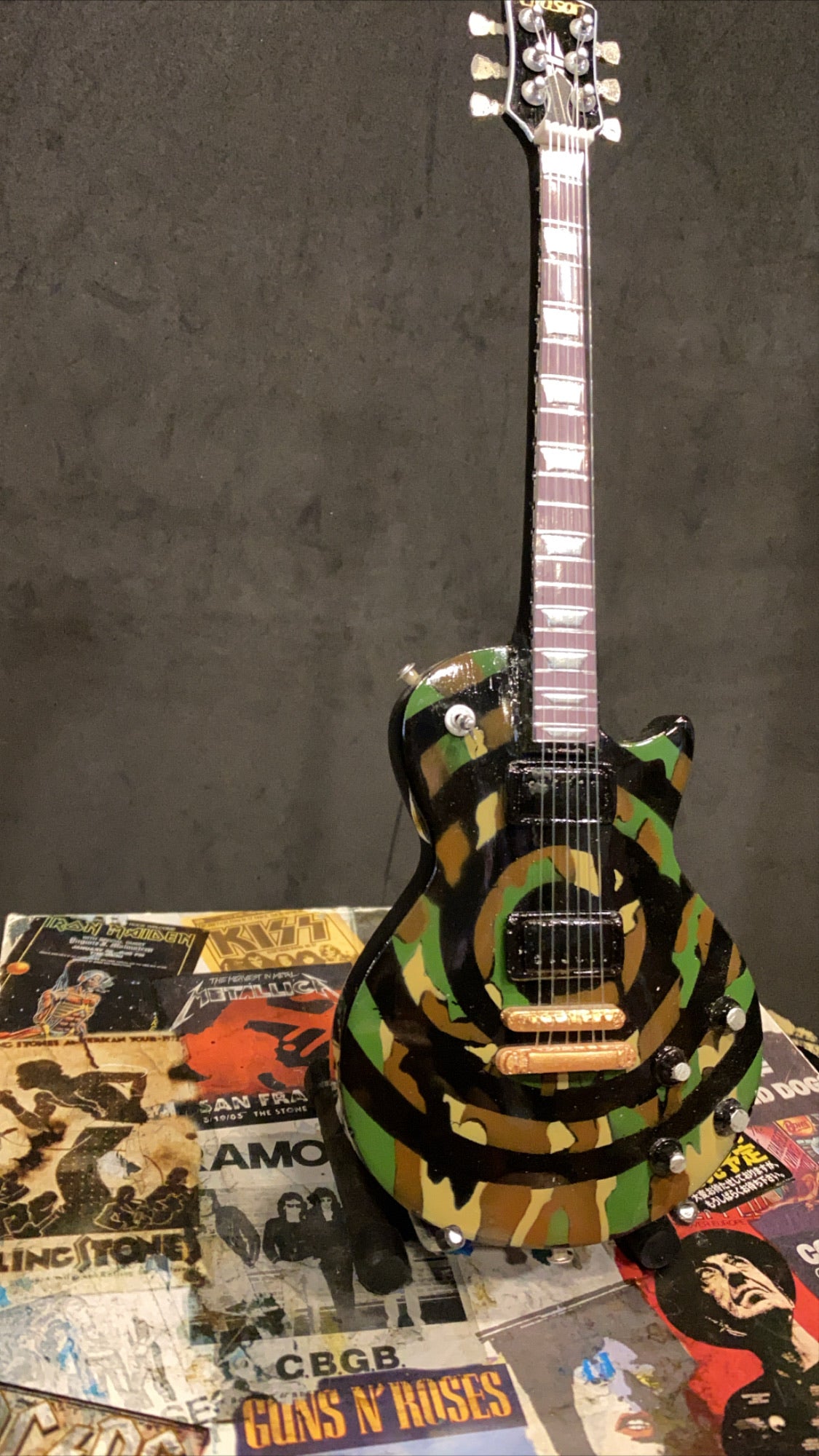 Image of OZZY OSBOURNE Zakk Wylde Camo Les Paul Miniature Guitar