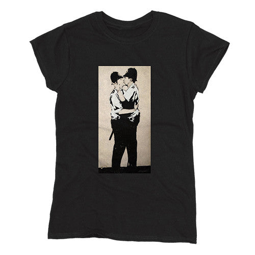 Image of Banksy Kissing Coppers Women's T-shirt