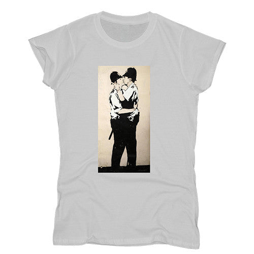 Image of Banksy Kissing Coppers Women's T-shirt