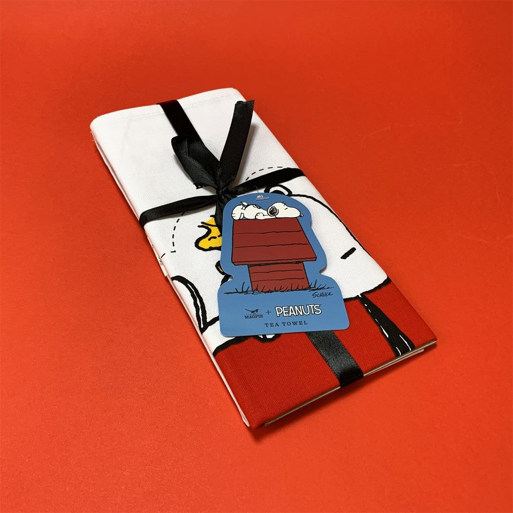 Image of SNOOPY & ALLERGIC TO MORNINGS TEA TOWEL
