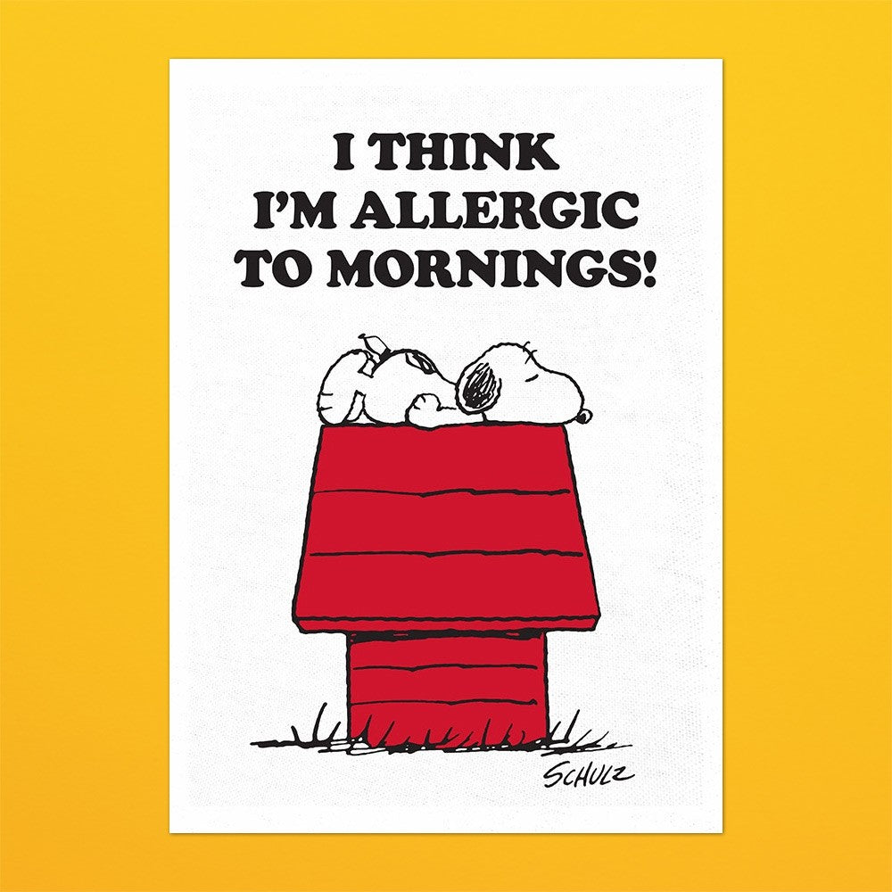 Image of SNOOPY & ALLERGIC TO MORNINGS TEA TOWEL